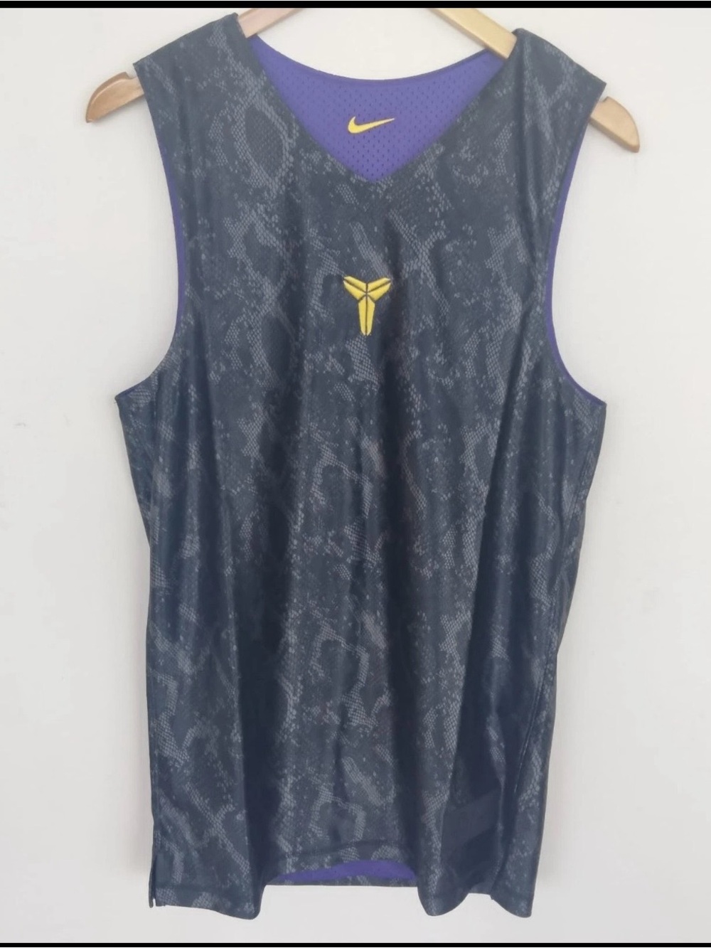 Nike Black Snakeskin Kobe Jersey with Purple Trim and Yellow Logos